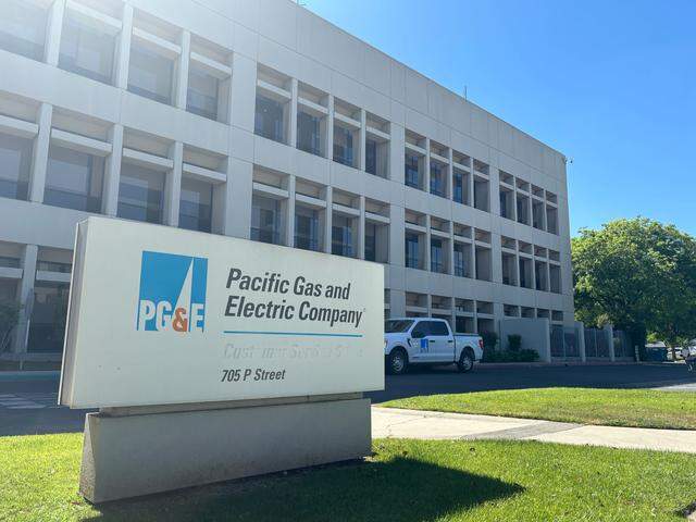 Two offices in downtown Fresno that are home to PG&E are set to be the new home for the Fresno County Sheriff’s Office pending a 90-day due diligence process after a vote on Tuesday, April 7, 2026. One of the buildings is seen on P Street near Tulare Street the day after the vote.